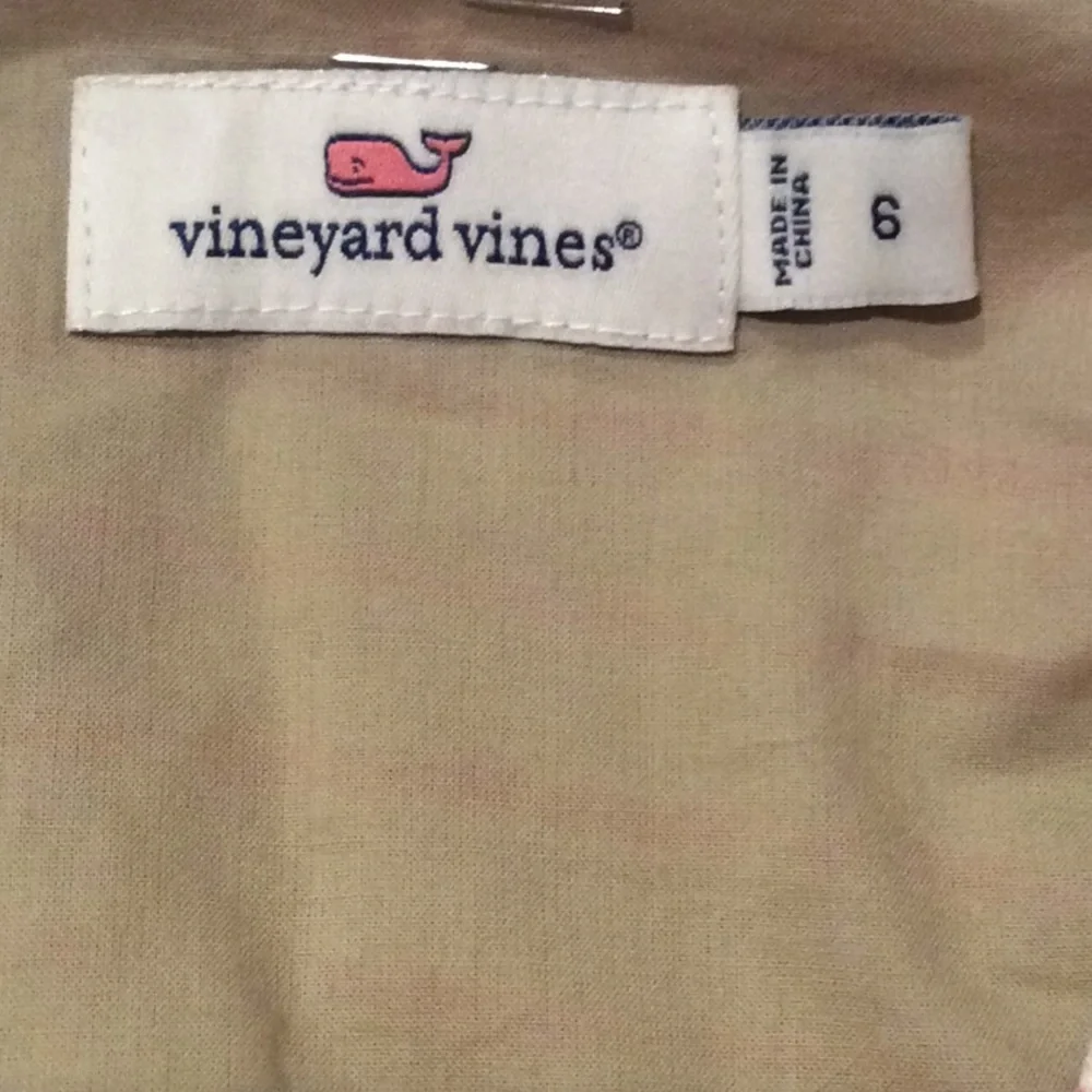 Vineyard Vines Linen Dress Striped Tan & Pink 6 - Picture 3 of 5